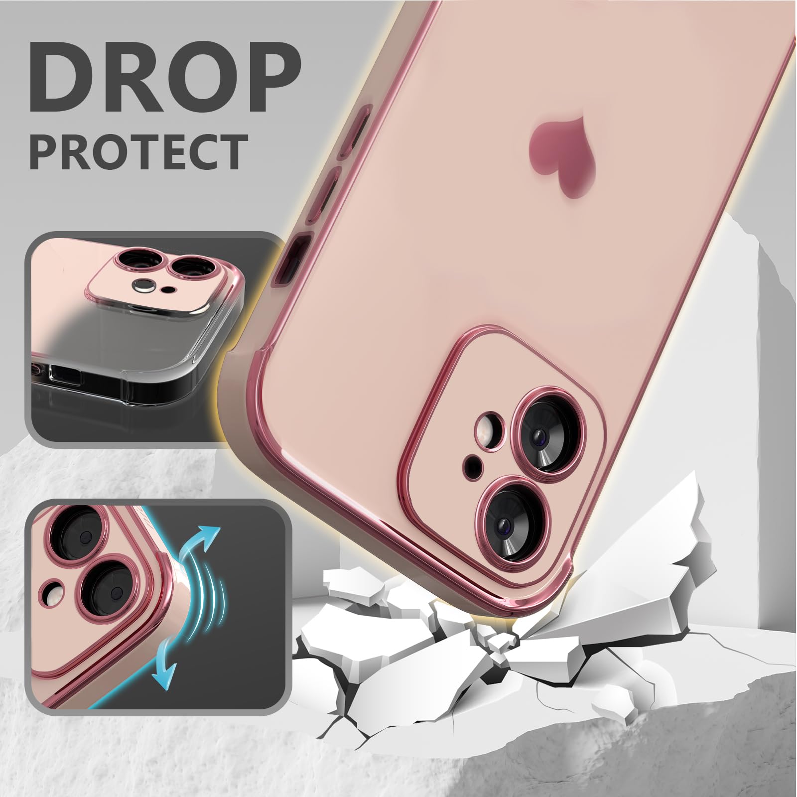 KOSPH case+glass iPhone12 ローズ iPhoneケース Amazon.com: Rxuiael for iPhone 12 Case for Women Girls Soft